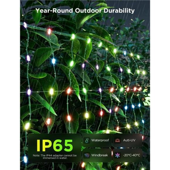 Outdoor Net Lights, 2.8 × 9.4ft with RGBIC and DIY Functions, 480 LEDs - Picture 6 of 7